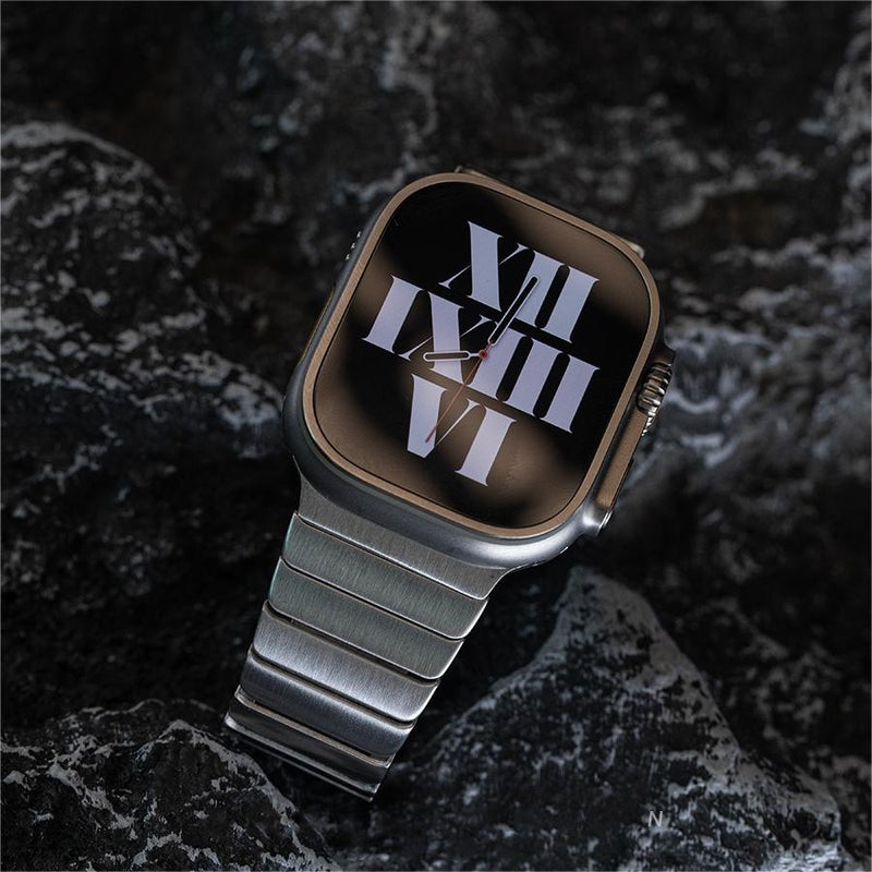 Pulseira de Aço Inoxidável com Fecho Borboleta para Apple Watch